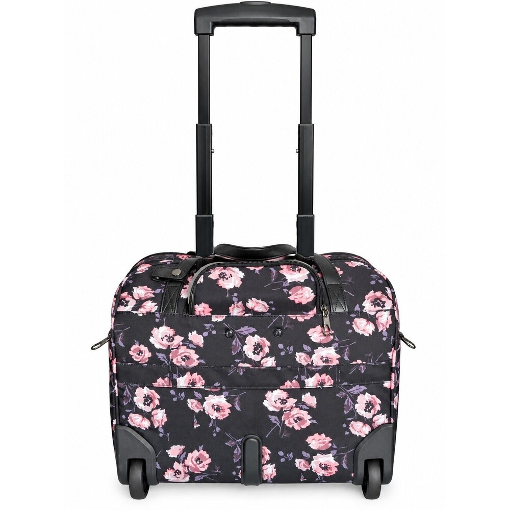 KROSER Rolling Laptop Bag Briefcase Floral 15.6" Heavy Duty Rose RFID Pockets